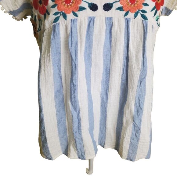 Altar’d State Embroidered Striped Blouse Size Medium - Picture 4 of 9